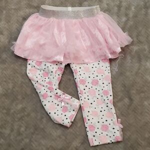 Pink Floral Baby Leggings with Tutu Skirt Toddler 18 Months